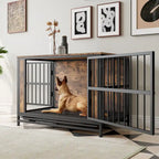 Tavolo cuccia in legno nero marrone, Mobile gabbia da interno, Adatto per 1 cane di taglia grande