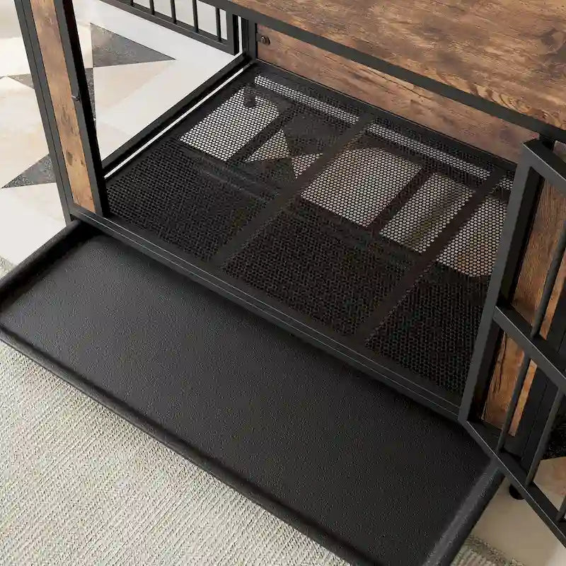 Tavolo cuccia in legno nero marrone, Mobile gabbia da interno, Adatto per 1 cane di taglia grande