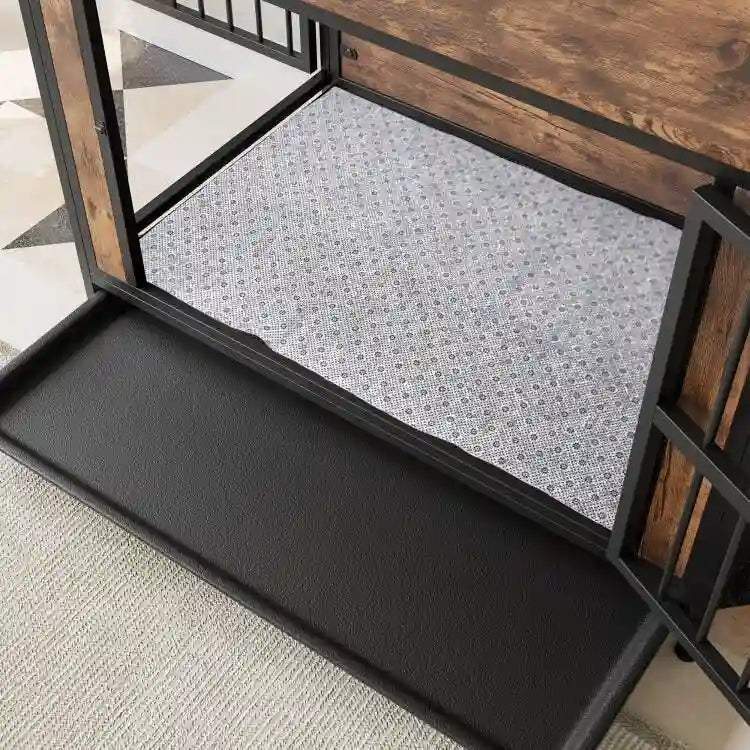 Tavolo cuccia in legno nero marrone, Mobile gabbia da interno, Adatto per 1 cane di taglia grande