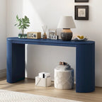 Tavolo console curvo blu scuro/nero/naturale con gambe a righe verticali