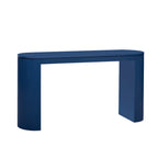Tavolo console curvo blu scuro/nero/naturale con gambe a righe verticali