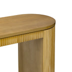Tavolo console curvo blu scuro/nero/naturale con gambe a righe verticali