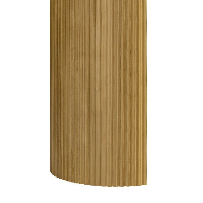 Tavolo console curvo blu scuro/nero/naturale con gambe a righe verticali
