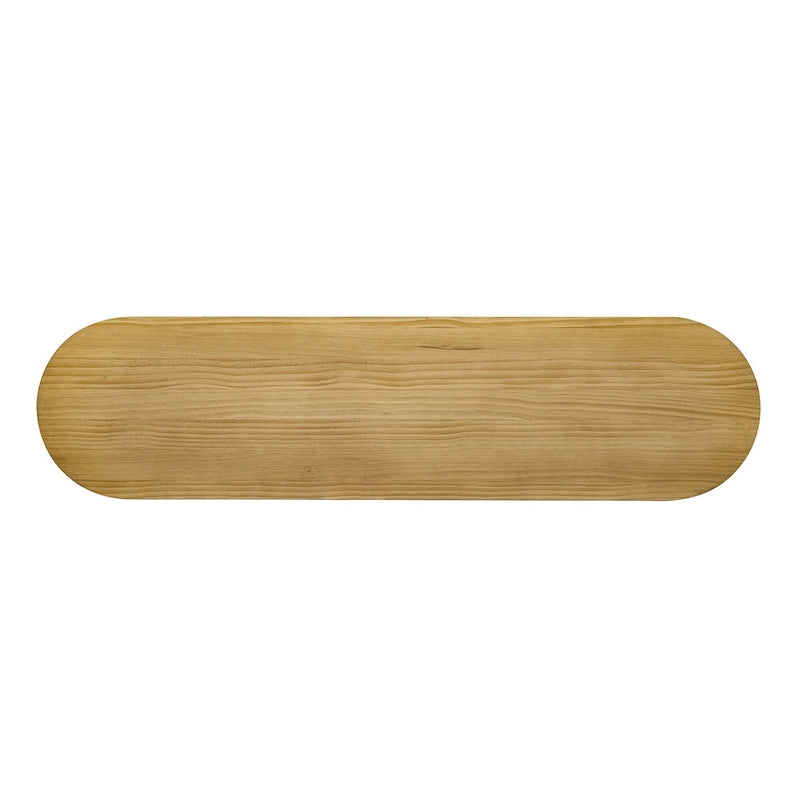 Tavolo console curvo blu scuro/nero/naturale con gambe a righe verticali
