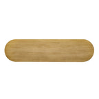 Tavolo console curvo blu scuro/nero/naturale con gambe a righe verticali
