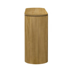 Tavolo console curvo blu scuro/nero/naturale con gambe a righe verticali