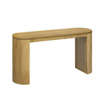 Tavolo console curvo blu scuro/nero/naturale con gambe a righe verticali
