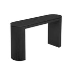 Tavolo console curvo blu scuro/nero/naturale con gambe a righe verticali