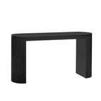 Tavolo console curvo blu scuro/nero/naturale con gambe a righe verticali