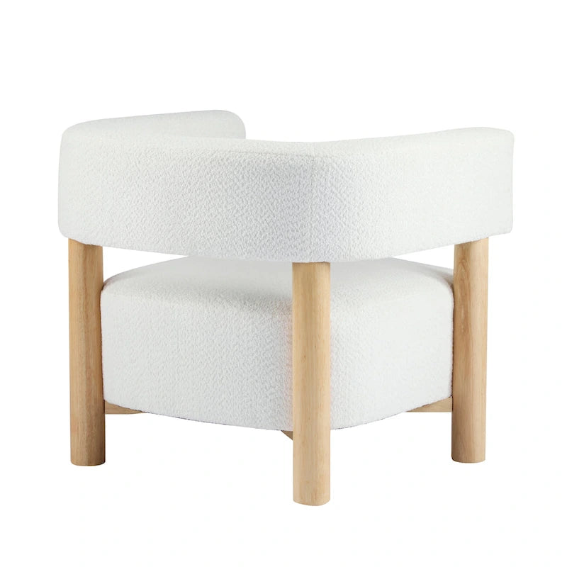Poltrona d'accento in Bouclé, seduta singola — Verde Oliva / Bianco Sporco / Cammello Chiaro / Giallo Caramello