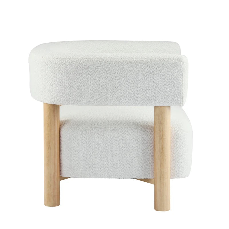 Poltrona d'accento in Bouclé, seduta singola — Verde Oliva / Bianco Sporco / Cammello Chiaro / Giallo Caramello