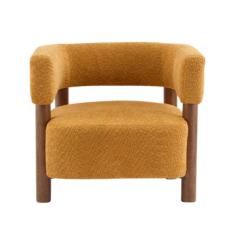Poltrona d'accento in Bouclé, seduta singola — Verde Oliva / Bianco Sporco / Cammello Chiaro / Giallo Caramello