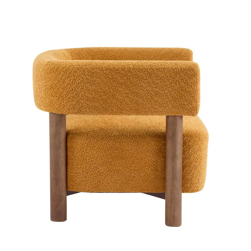 Poltrona d'accento in Bouclé, seduta singola — Verde Oliva / Bianco Sporco / Cammello Chiaro / Giallo Caramello