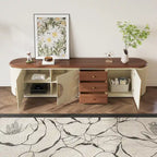 Mobile TV moderno marrone e beige, 199,90 cm, 5 ante e 3 cassetti, completamente assemblato