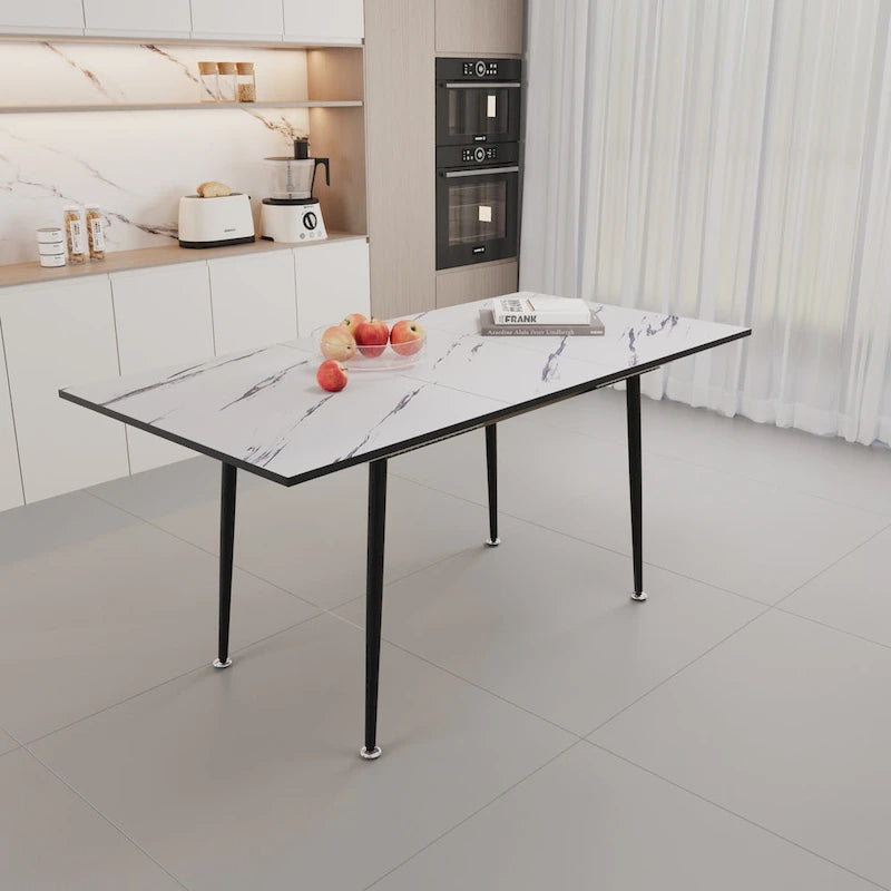 Tavolo da pranzo rotondo bianco vintage industriale, 4 persone