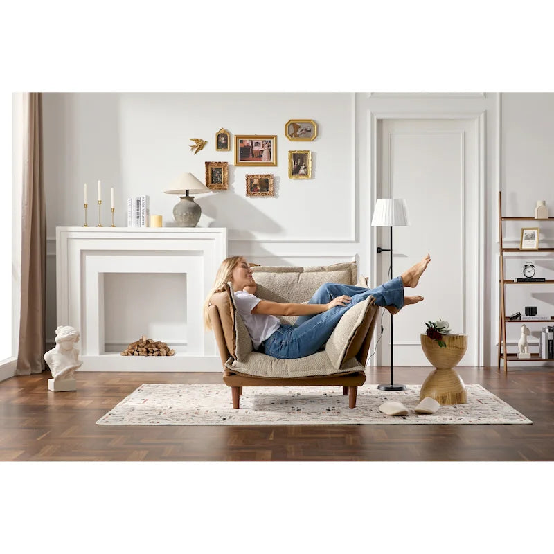 Poltrona singola oversize in ciniglia arancione