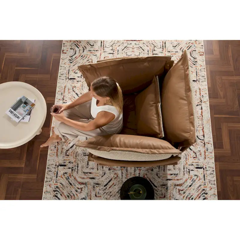 Poltrona singola oversize in ciniglia arancione