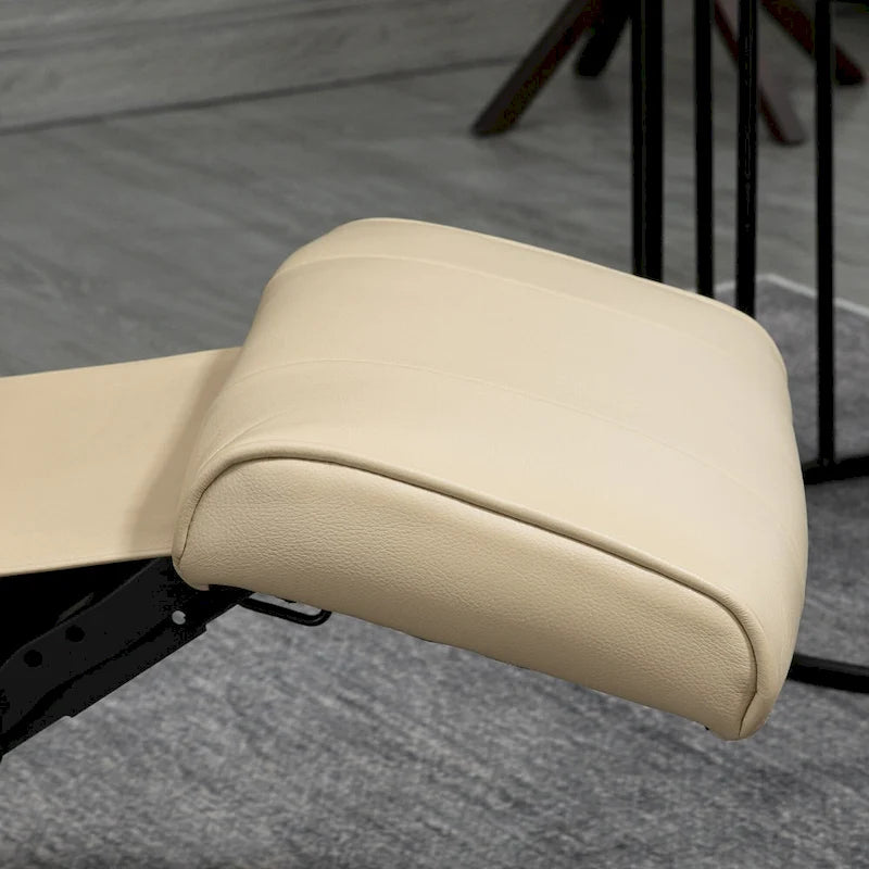 Poltrona reclinabile girevole in pelle PU bianco crema, 1 posto