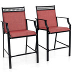 Set di 2 sgabelli da bancone rossi/blu/caffè con poggiapiedi e braccioli, struttura in metallo