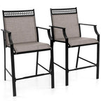 Set di 2 sgabelli da bancone rossi/blu/caffè con poggiapiedi e braccioli, struttura in metallo