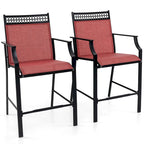 Set di 2 sgabelli da bancone rossi/blu/caffè con poggiapiedi e braccioli, struttura in metallo