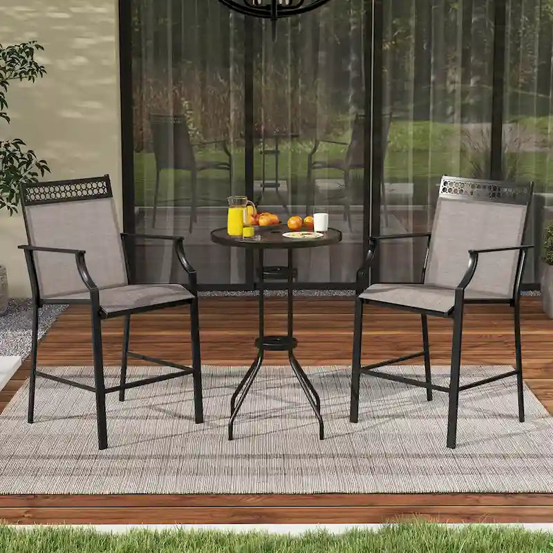 Set di 2 sgabelli da bancone rossi/blu/caffè con poggiapiedi e braccioli, struttura in metallo