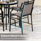 Set di 2 sgabelli da bancone rossi/blu/caffè con poggiapiedi e braccioli, struttura in metallo