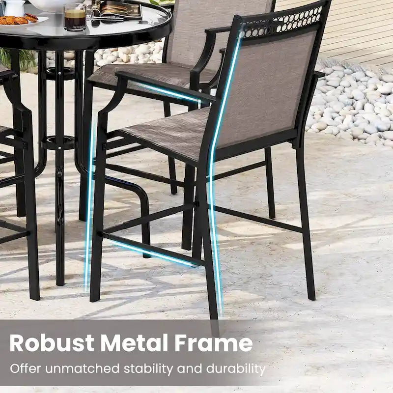 Set di 2 sgabelli da bancone rossi/blu/caffè con poggiapiedi e braccioli, struttura in metallo