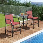 Set di 2 sgabelli da bancone rossi/blu/caffè con poggiapiedi e braccioli, struttura in metallo