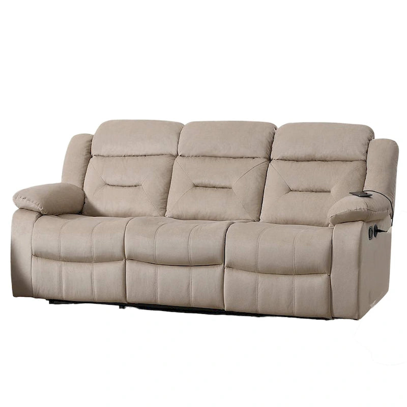 Divano reclinabile manuale a 3 posti in velluto beige