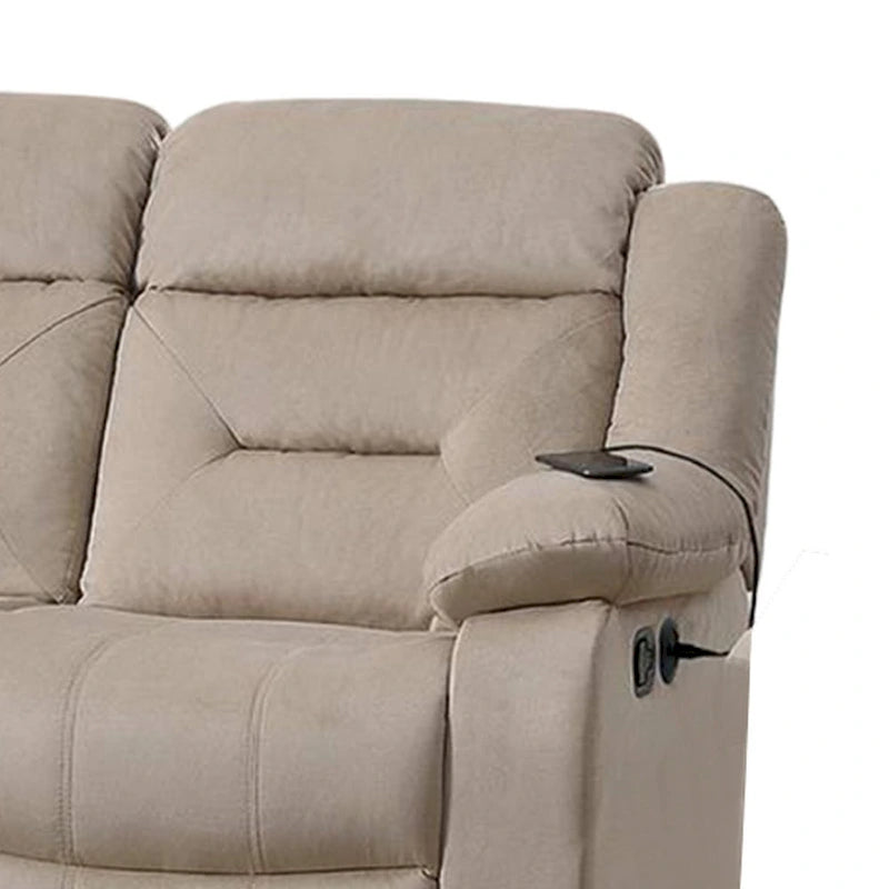 Divano reclinabile manuale a 3 posti in velluto beige