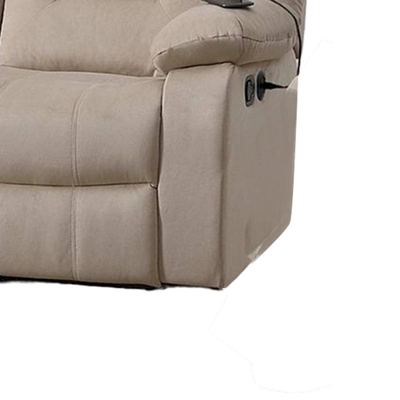Divano reclinabile manuale a 3 posti in velluto beige