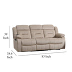 Divano reclinabile manuale a 3 posti in velluto beige