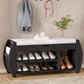 Panca portascarpe con cuscino, lato curvo, 1 posto — Nero / Blu Navy / Naturale / Espresso / Bianco