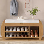 Panca portascarpe con cuscino, lato curvo, 1 posto — Nero / Blu Navy / Naturale / Espresso / Bianco