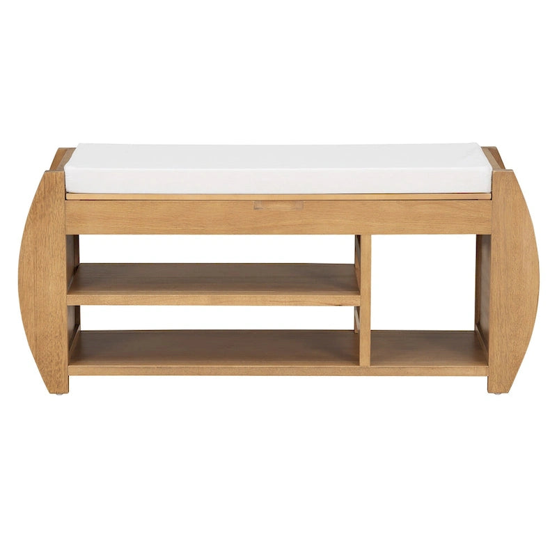 Panca portascarpe con cuscino, lato curvo, 1 posto — Nero / Blu Navy / Naturale / Espresso / Bianco