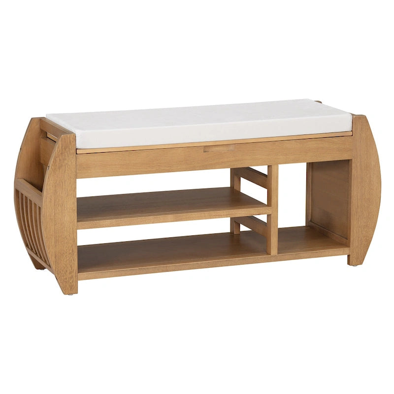 Panca portascarpe con cuscino, lato curvo, 1 posto — Nero / Blu Navy / Naturale / Espresso / Bianco