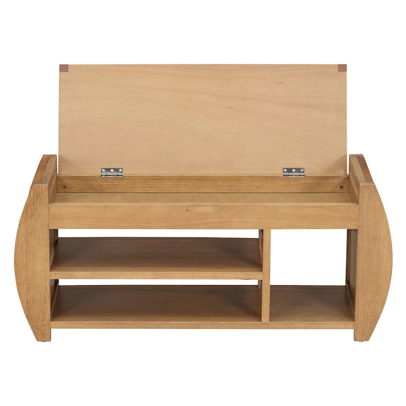 Panca portascarpe con cuscino, lato curvo, 1 posto — Nero / Blu Navy / Naturale / Espresso / Bianco