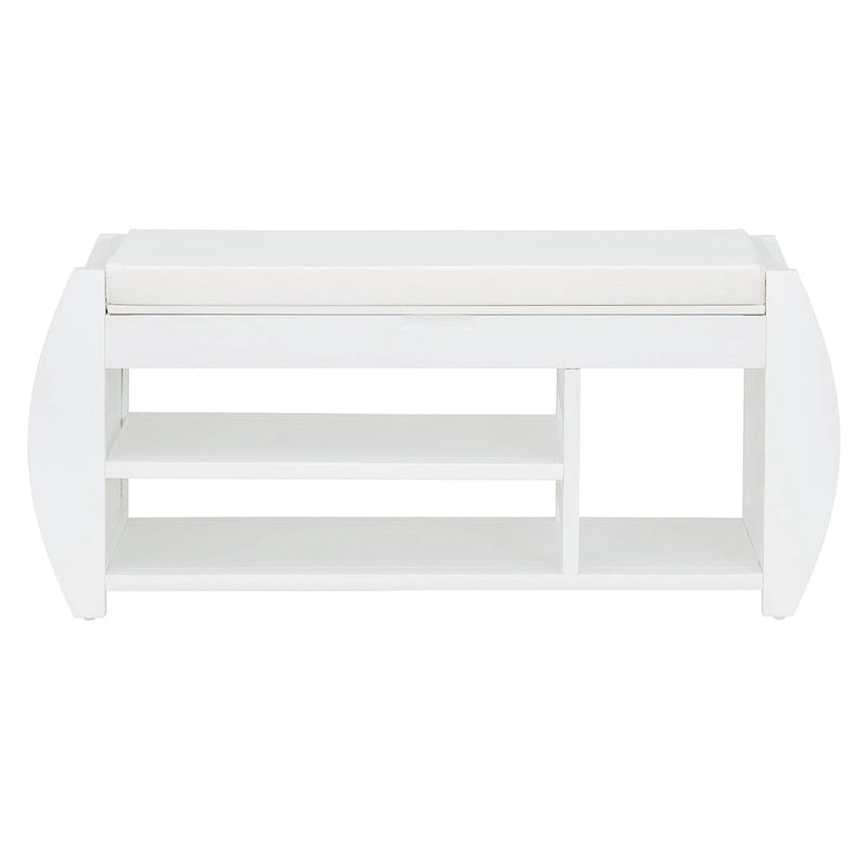 Panca portascarpe con cuscino, lato curvo, 1 posto — Nero / Blu Navy / Naturale / Espresso / Bianco
