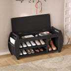 Panca portascarpe con cuscino, lato curvo, 1 posto — Nero / Blu Navy / Naturale / Espresso / Bianco