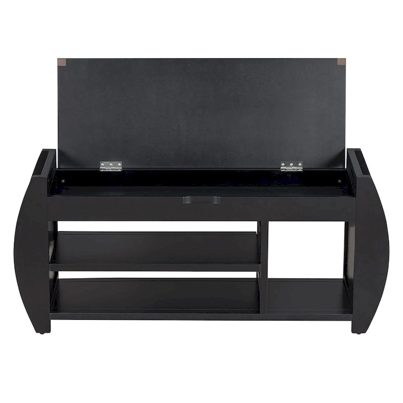 Panca portascarpe con cuscino, lato curvo, 1 posto — Nero / Blu Navy / Naturale / Espresso / Bianco