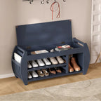 Panca portascarpe con cuscino, lato curvo, 1 posto — Nero / Blu Navy / Naturale / Espresso / Bianco