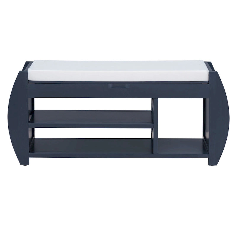 Panca portascarpe con cuscino, lato curvo, 1 posto — Nero / Blu Navy / Naturale / Espresso / Bianco