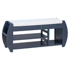 Panca portascarpe con cuscino, lato curvo, 1 posto — Nero / Blu Navy / Naturale / Espresso / Bianco