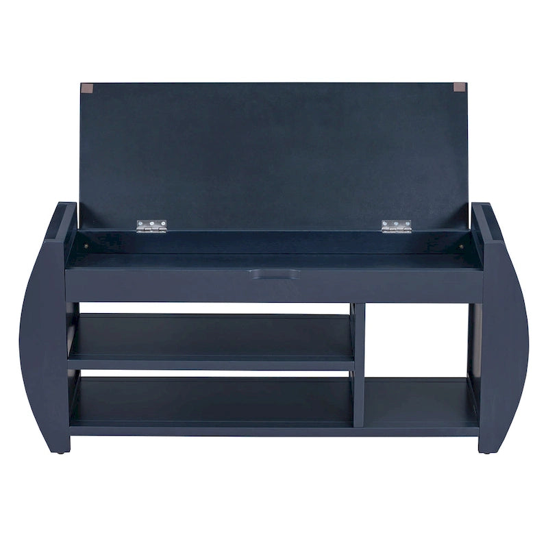 Panca portascarpe con cuscino, lato curvo, 1 posto — Nero / Blu Navy / Naturale / Espresso / Bianco