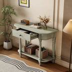 Consolle Vintage Stretta Grigia/Bianca/Blu Scuro con Cassetto e Ripiano
