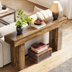 Consolle da 63" marrone stile rustico, Tavolo stretto da divano per soggiorno/ingresso