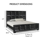 Letto con pannelli in legno – Nero invecchiato / Marrone fulvo, classico moderno, Queen e King