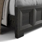 Letto con pannelli in legno – Nero invecchiato / Marrone fulvo, classico moderno, Queen e King