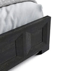 Letto con pannelli in legno – Nero invecchiato / Marrone fulvo, classico moderno, Queen e King